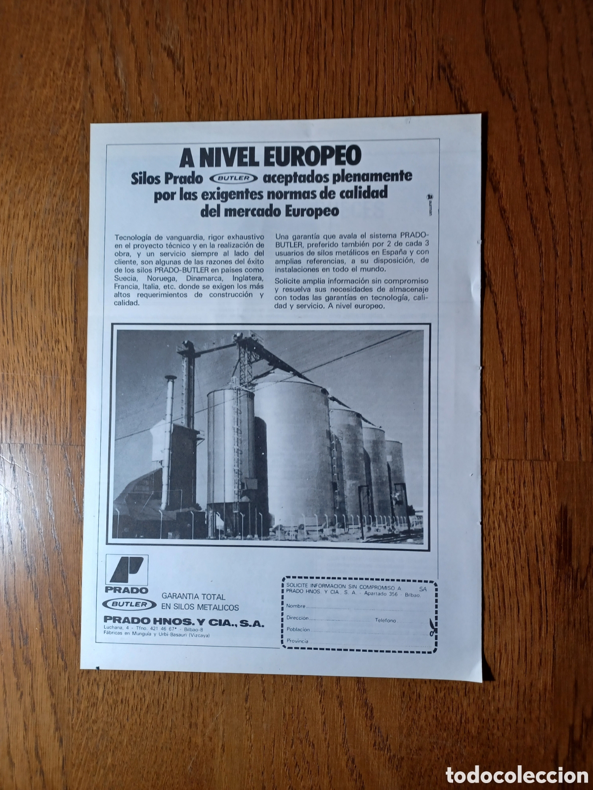 Outros artigos de papel: SILOS PRADO - BUTLER . PUBLICIDAD A&Ntilde;O 1976 29 X 20 CM