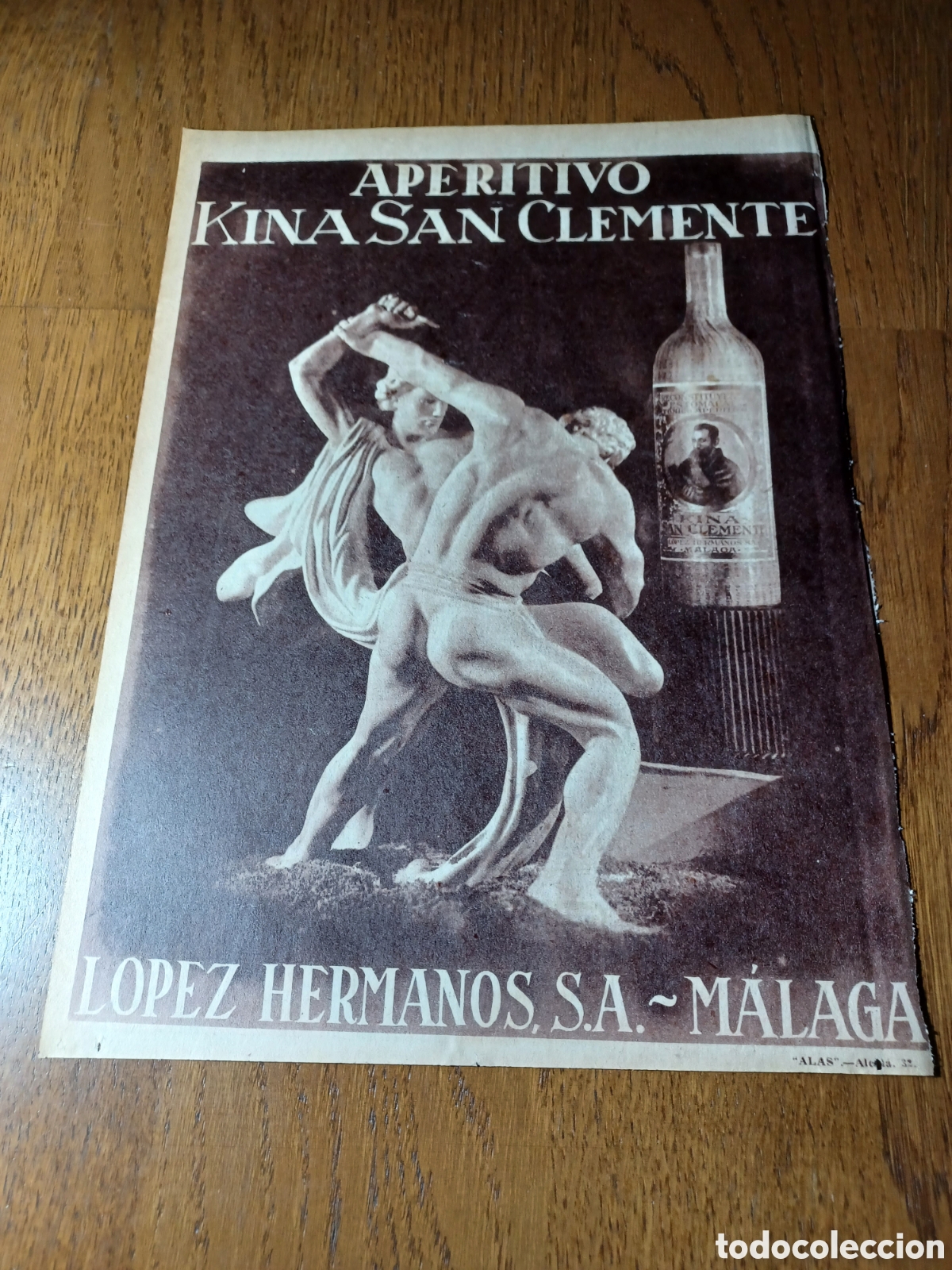Outros artigos de papel: APERITIVO KINA SAN CLEMENTE LOPEZ HERMANOS S A MALAGA . A&Ntilde;O 1946 30 X 22 CM
