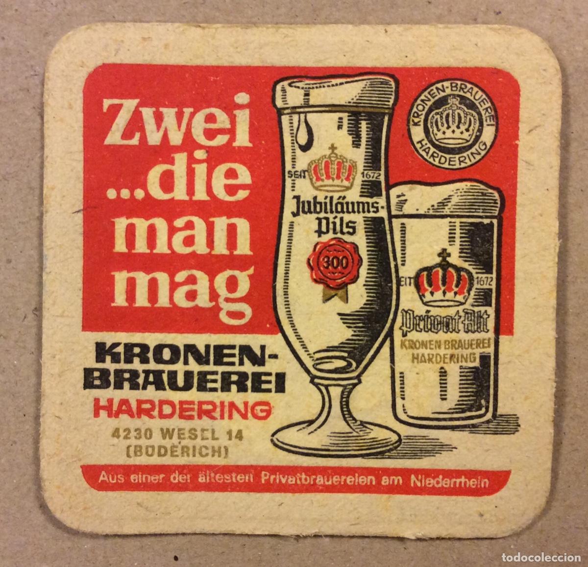 Paper Collecting Others: KRONEN-BRAUEREI HARDERING. ANTIGUO POSAVASOS PUBLICITARIO MARCA DE CERVEZA.