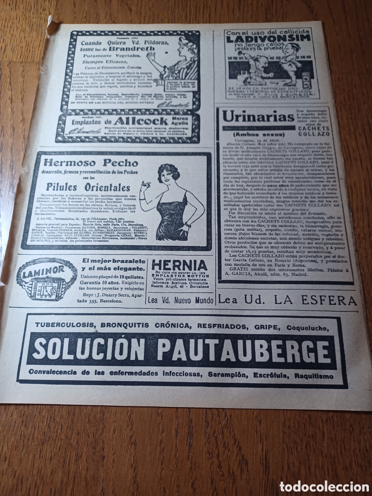 Sammelleidenschaft Andere Papierartikel: PUBLICIDAD LADIVONSIN BRANDRETH PILDORAS PAUTAUBERGE SOLUCION LAMINOR PIRULES ORIENTALES A&Ntilde;O 1929