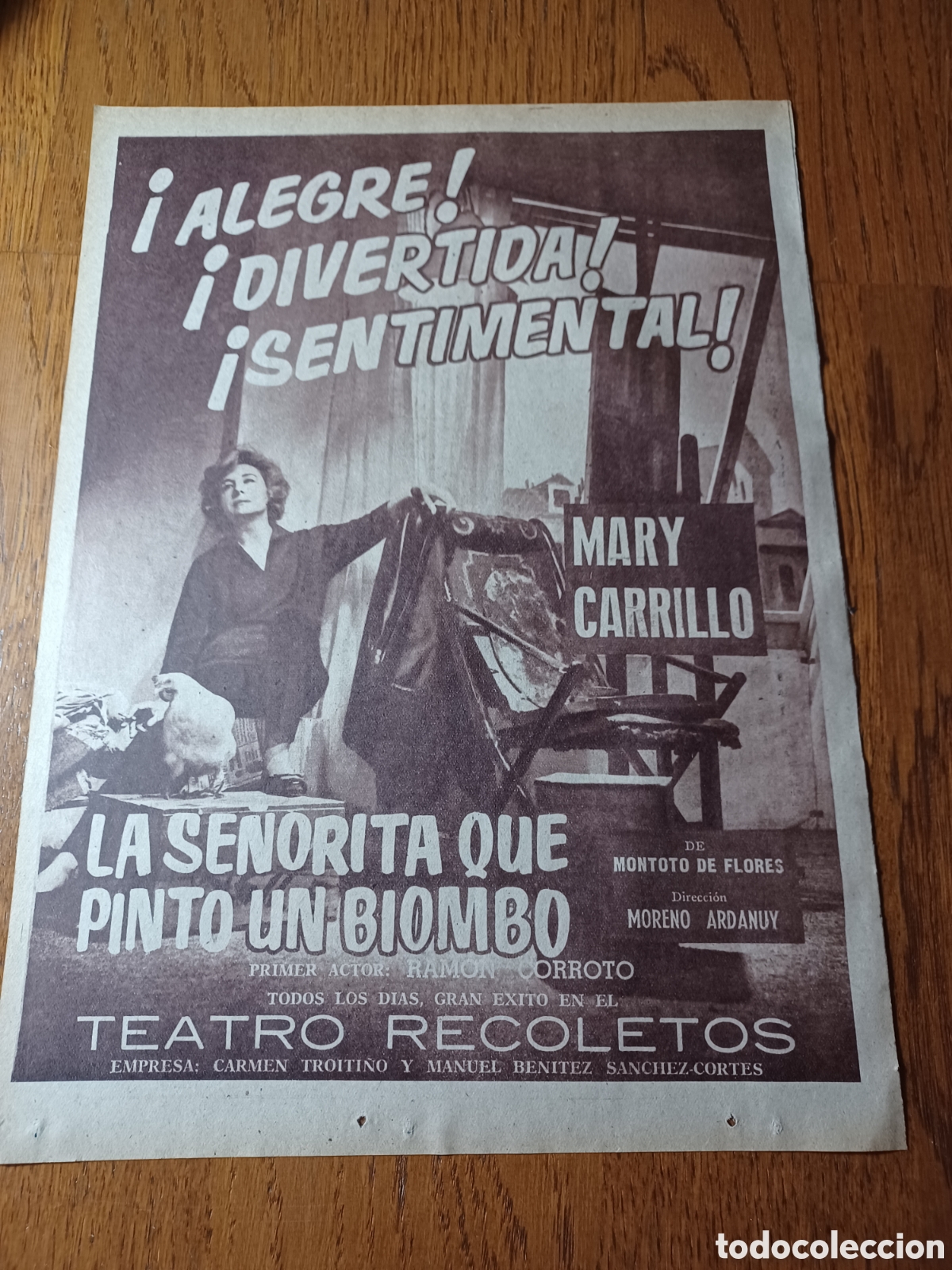 Sammelleidenschaft Andere Papierartikel: PUBLICIDAD TEATRO RECOLETOS . LA SE&Ntilde;ORITA QUE PINTO UN BIOMBO.MARY CARRILLO. 1962 .31 X 23 CM
