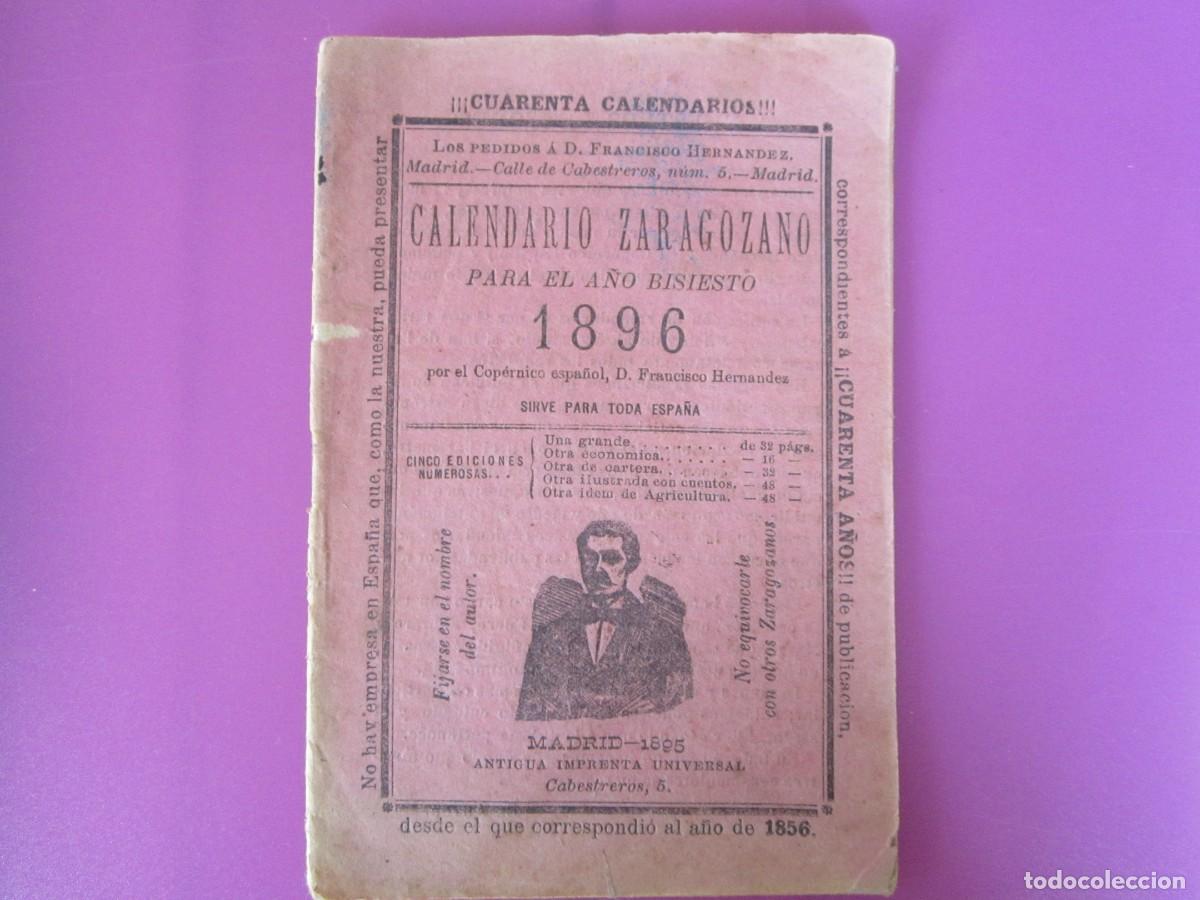 Otros Art&iacute;culos de Coleccionismo en Papel: CALENDARIO ZARAGOZANO PARA 1896