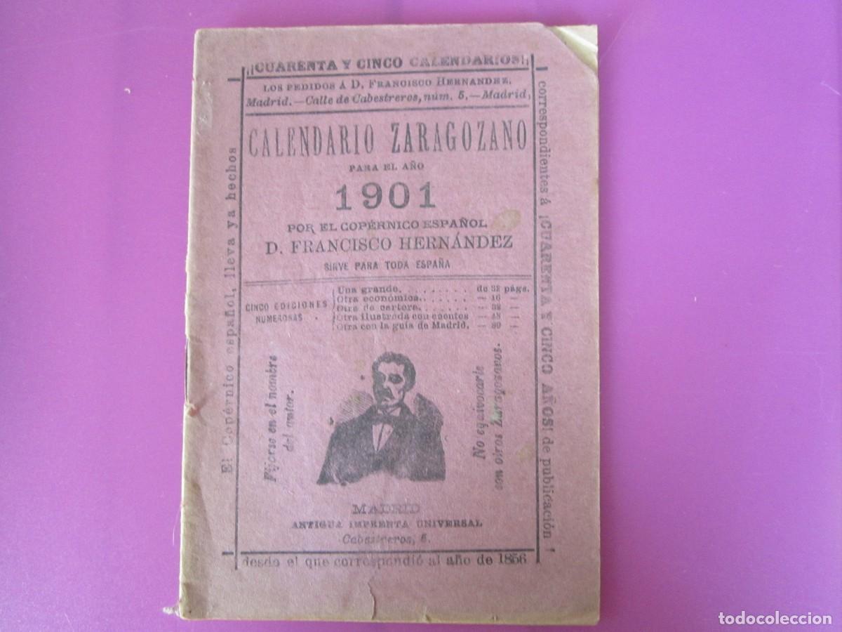 Otros Art&iacute;culos de Coleccionismo en Papel: CALENDARIO ZARAGOZANO PARA 1901
