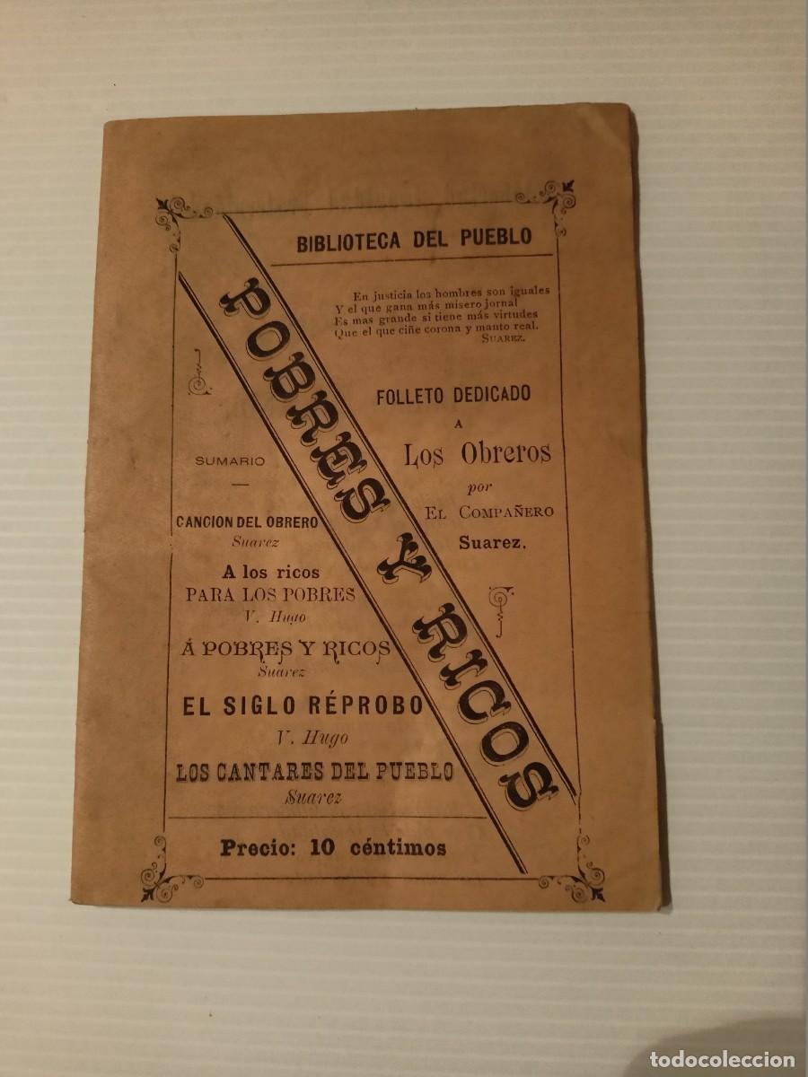 Otros Art&iacute;culos de Coleccionismo en Papel: Librillo dedicado a los Obreros &rdquo;Pobres y Ricos&rdquo; (Biblioteca del Pueblo) Compa&ntilde;ero Suarez
