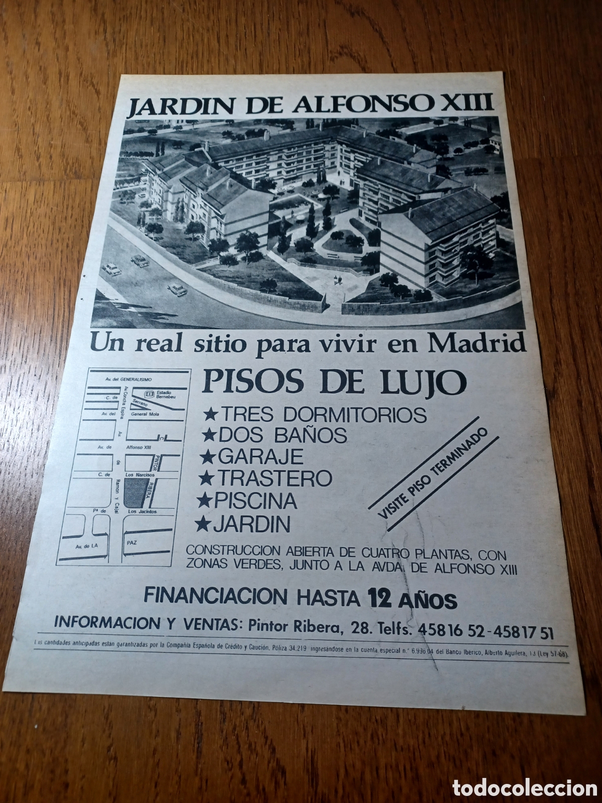 Outros artigos de papel: PUBLICIDAD JARDIN DE ALFONSO XIII PISOS DE LUJO EN MADRID . A&Ntilde;O 1975 . 31 X 21 CM