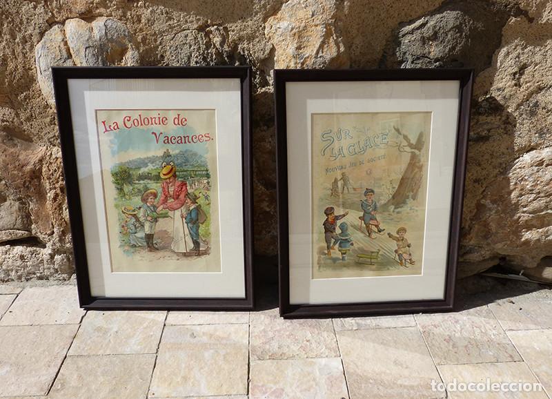 Otros art&iacute;culos de coleccionismo en papel: Pareja de cuadros infantiles con l&aacute;minas de 1910