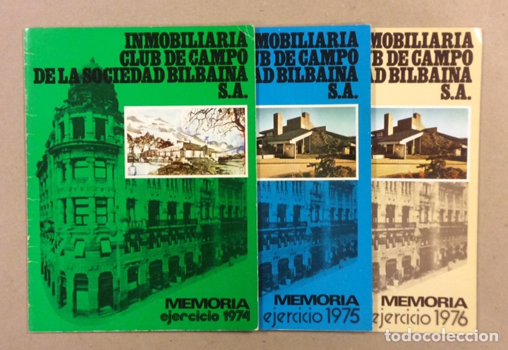 Outros artigos de papel: INMOBILIARIA CLUB DE CAMPO DE LA SOCIEDAD BILBA&Iacute;NA S.A. LOTE 3 PRIMERAS MEMORIAS 1974-1975-1976.
