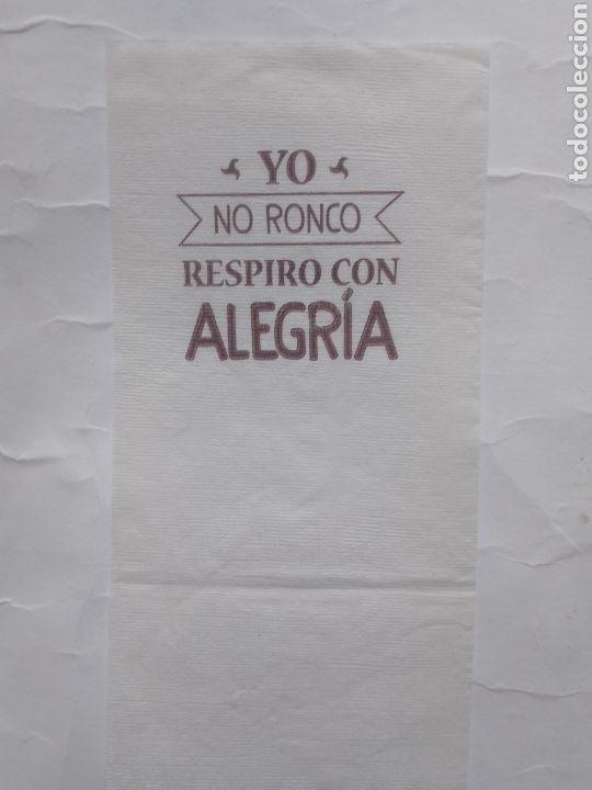 Otros art&iacute;culos de coleccionismo en papel: SERVILLETA PAPEL - BAR - YO NO RONCO , RESPIRO CON ALEGRIA