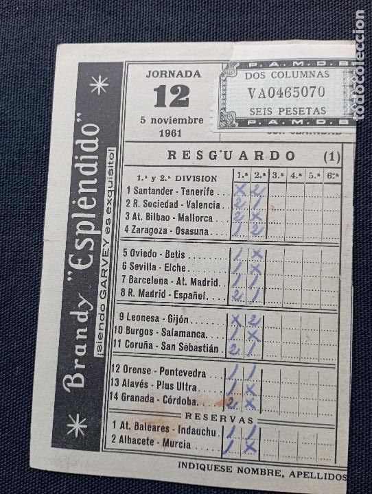 Otros Art&iacute;culos de Coleccionismo en Papel: BOLETO RESGUARDO QUINIELA 1961-CON PUBLICIDAD EN EL REVERSO.