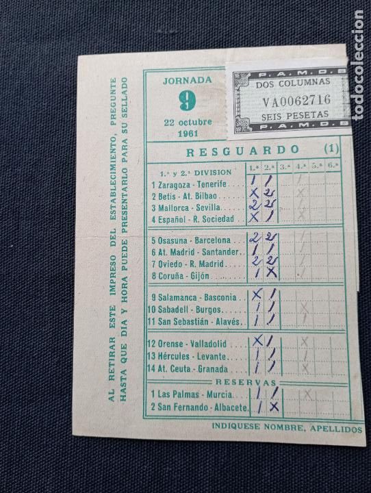 Otros Art&iacute;culos de Coleccionismo en Papel: BOLETO RESGUARDO QUINIELA 1961-CON PUBLICIDAD EN EL REVERSO.