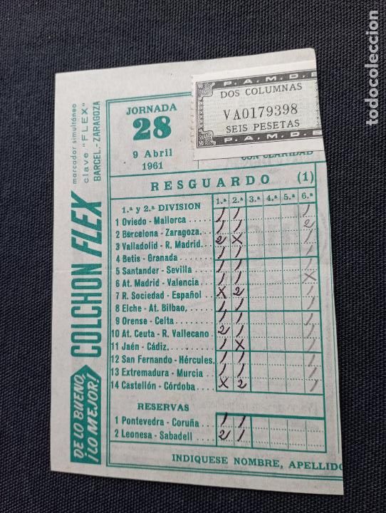 Otros Art&iacute;culos de Coleccionismo en Papel: BOLETO RESGUARDO QUINIELA 1961-CON PUBLICIDAD EN EL REVERSO.