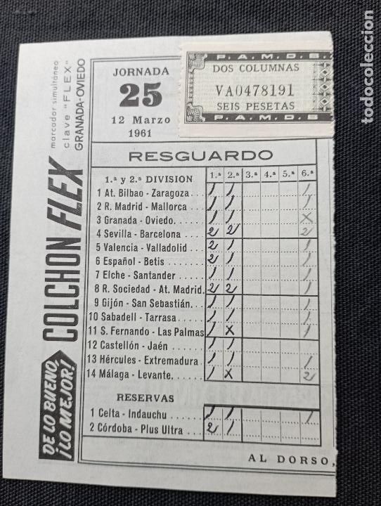 Otros Art&iacute;culos de Coleccionismo en Papel: BOLETO RESGUARDO QUINIELA 1961-CON PUBLICIDAD EN EL REVERSO.