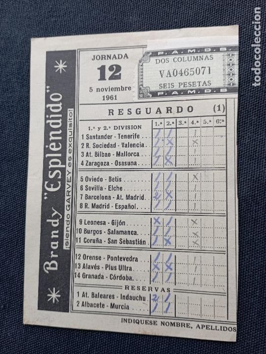 Otros Art&iacute;culos de Coleccionismo en Papel: BOLETO RESGUARDO QUINIELA 1961-CON PUBLICIDAD EN EL REVERSO.