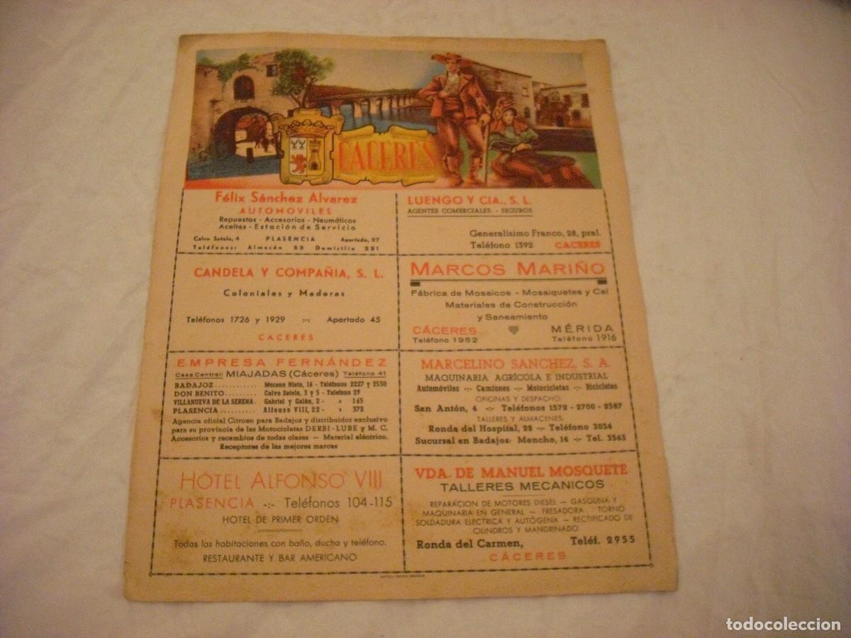 Collectionnisme Papier divers: PUBLICIDAD PROVINCIAL DE CACERES . 28 X 23 CM. CON MAPA CROMO MATEU