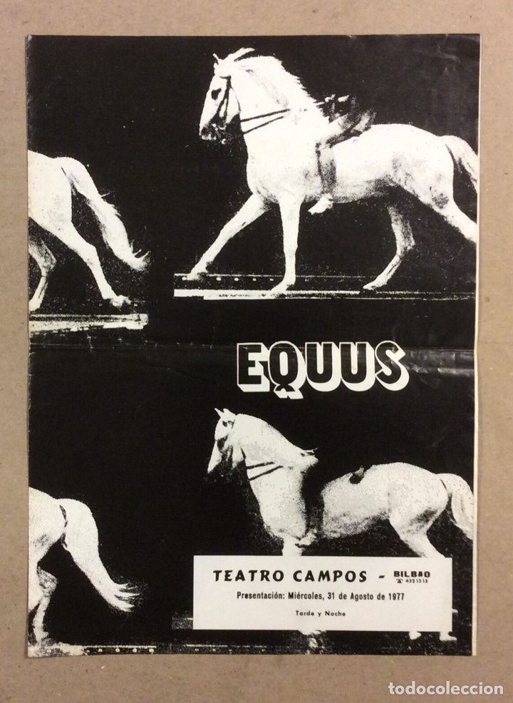 Otros art&iacute;culos de coleccionismo en papel: EQUUS. FOLLETO PROMOCIONAL OBRA TEATRO CAMPOS (BILBAO) EN 1977. FERNANDO GUILLEN, KITI MANVER,...