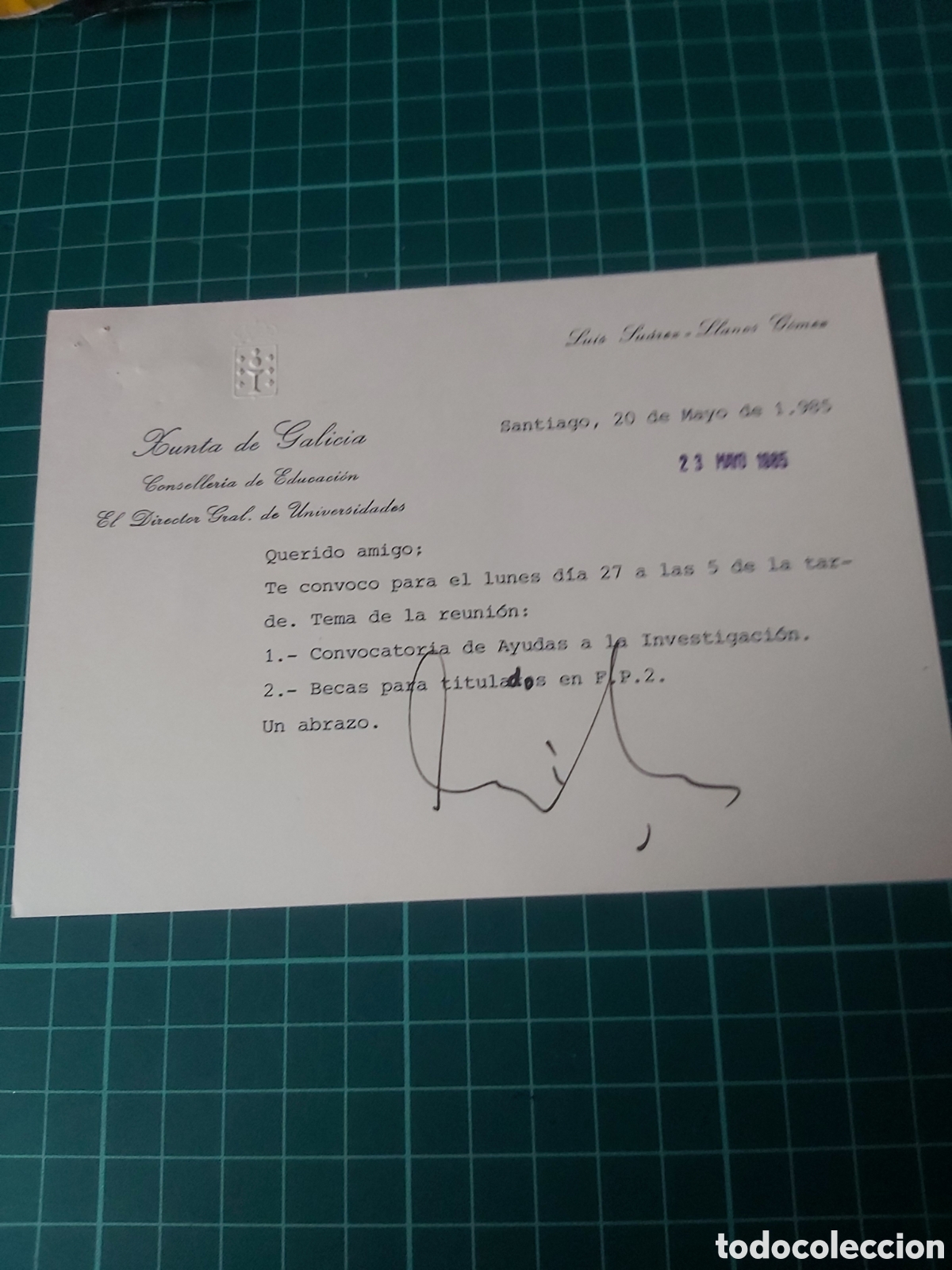 Paper Collecting Others: Xunta Galicia conselleria educaci&oacute;n director universidad Luis Ju&aacute;rez 1985