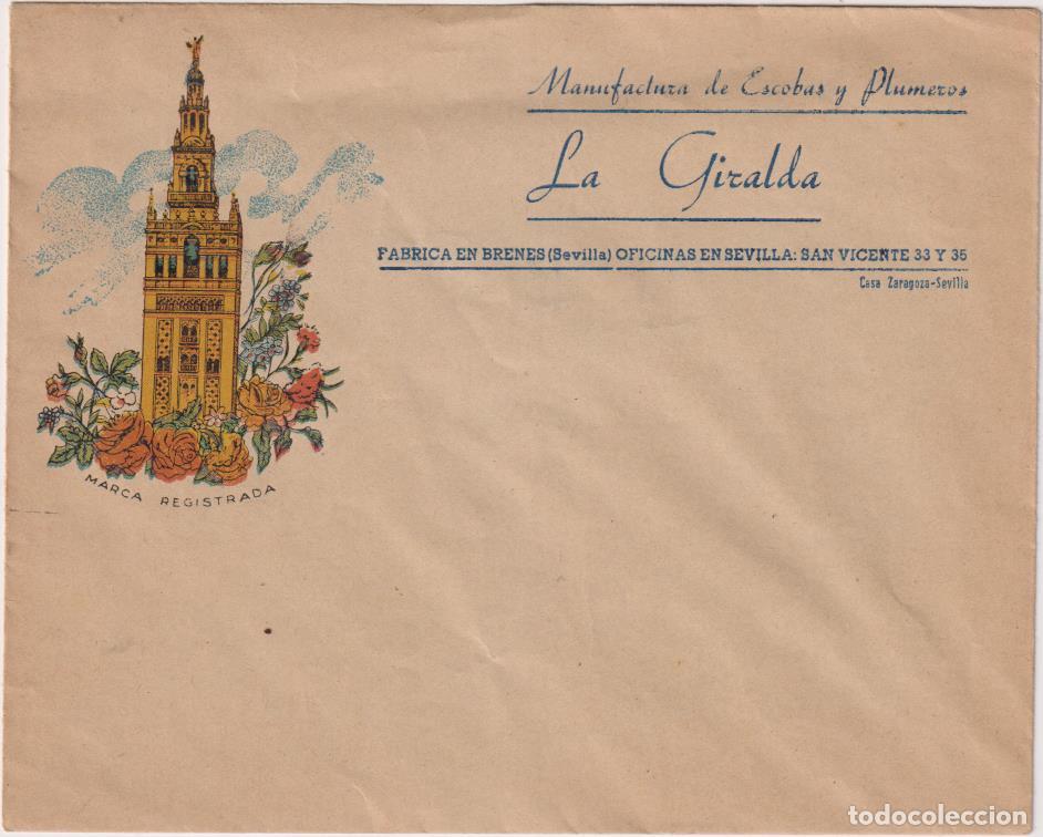 Collectionnisme Papier divers: Sobre con Membrete. La Giralda, Manufacturas de Escobas y Plumeros. Sevilla