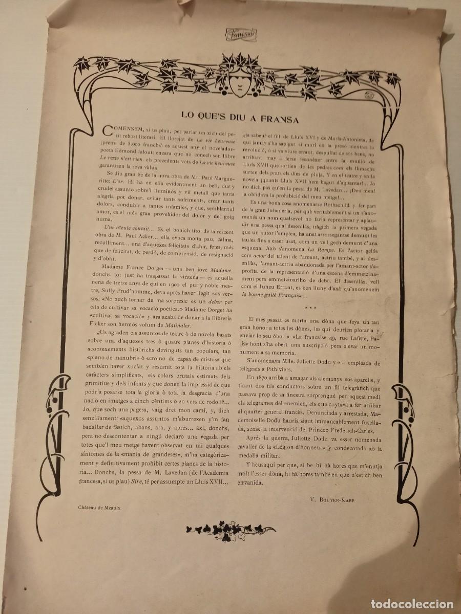 Collectionnisme Papier divers: DOCUMENTO REVISTA FEMINAL&rdquo;LO QUE'S DIU A FRANSA&rdquo;RECORT DEL BALL DEL CIRCOL ARTISTICH
