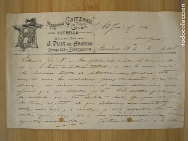 Sammelleidenschaft Andere Papierartikel: MAQUINAS COSER GRITZNER - MARCA ESTRELLA -PAPEL DE CARTA A&Ntilde;O 1908-VER FOTOS-(K-8222)