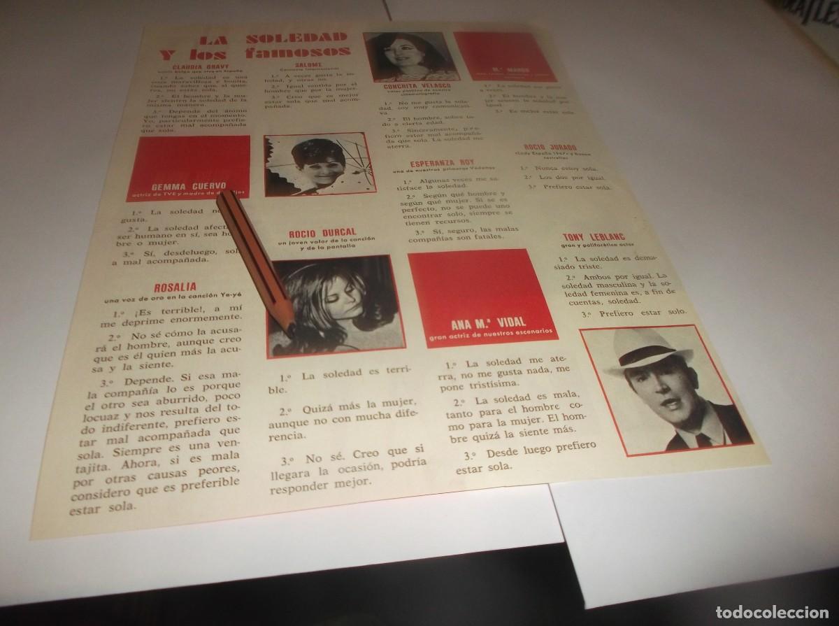 Otros Art&iacute;culos de Coleccionismo en Papel: RECORTE A&Ntilde;O 1969.-LA SOLEDAD Y LOS FAMOSOS,ROC&Iacute;O D&Uacute;RCAL,SALOM&Eacute;, CONCHITA VELASCO,TONY LEBLANC