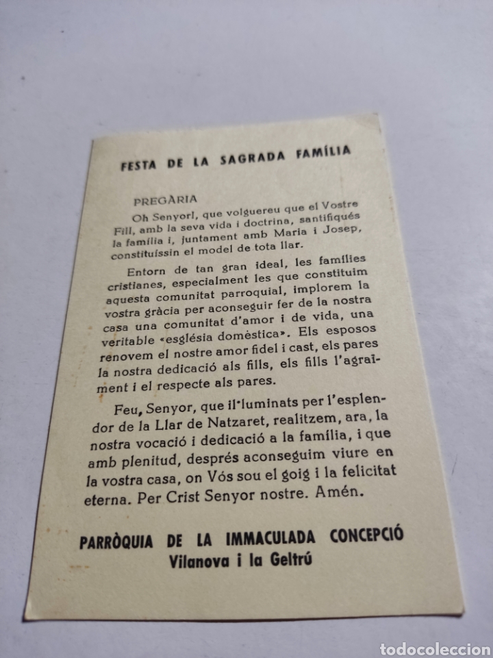 Otros Art&iacute;culos de Coleccionismo en Papel: Pregaria Festa de la sagrada familia Vilanova i la Geltr&uacute;
