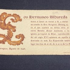 Otros Artículos de Coleccionismo en Papel: RETABLO MAYOR DE HIJAR. INVITACIÓN HERMANOS ALBAREDA 1946 NUEVO RETABLO.