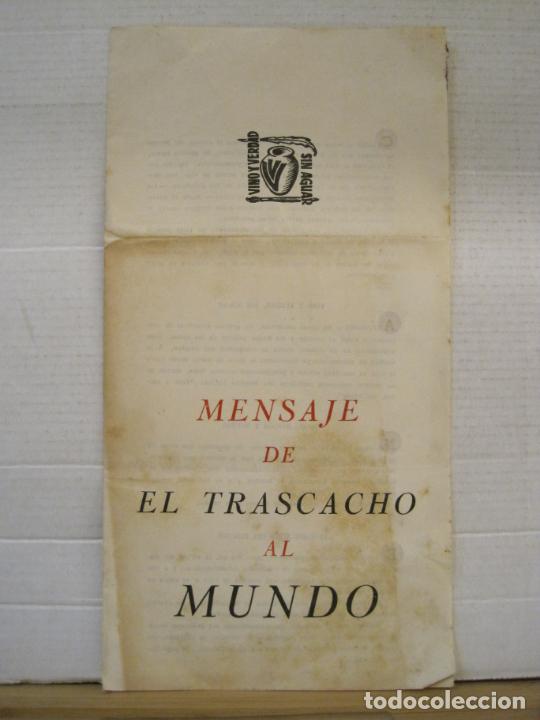 Sammelleidenschaft Andere Papierartikel: MENSAJE DE EL TRASCACHO AL MUNDO-VER FOTOS-(K-8348)