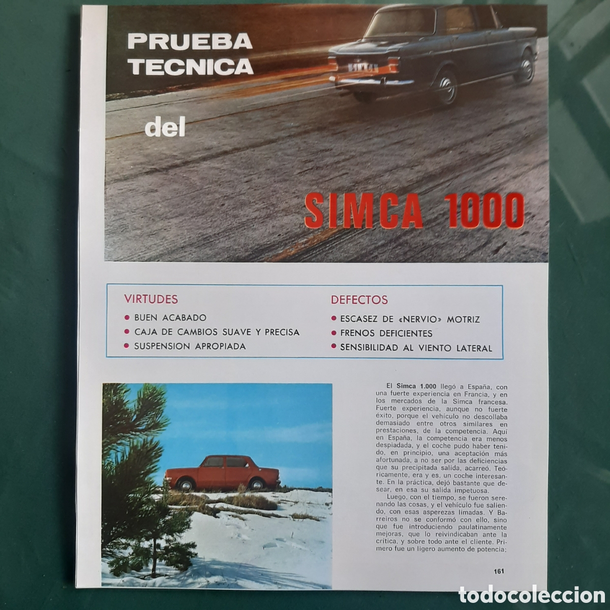 Sammelleidenschaft Andere Papierartikel: Reportaje automovil simca 1000
