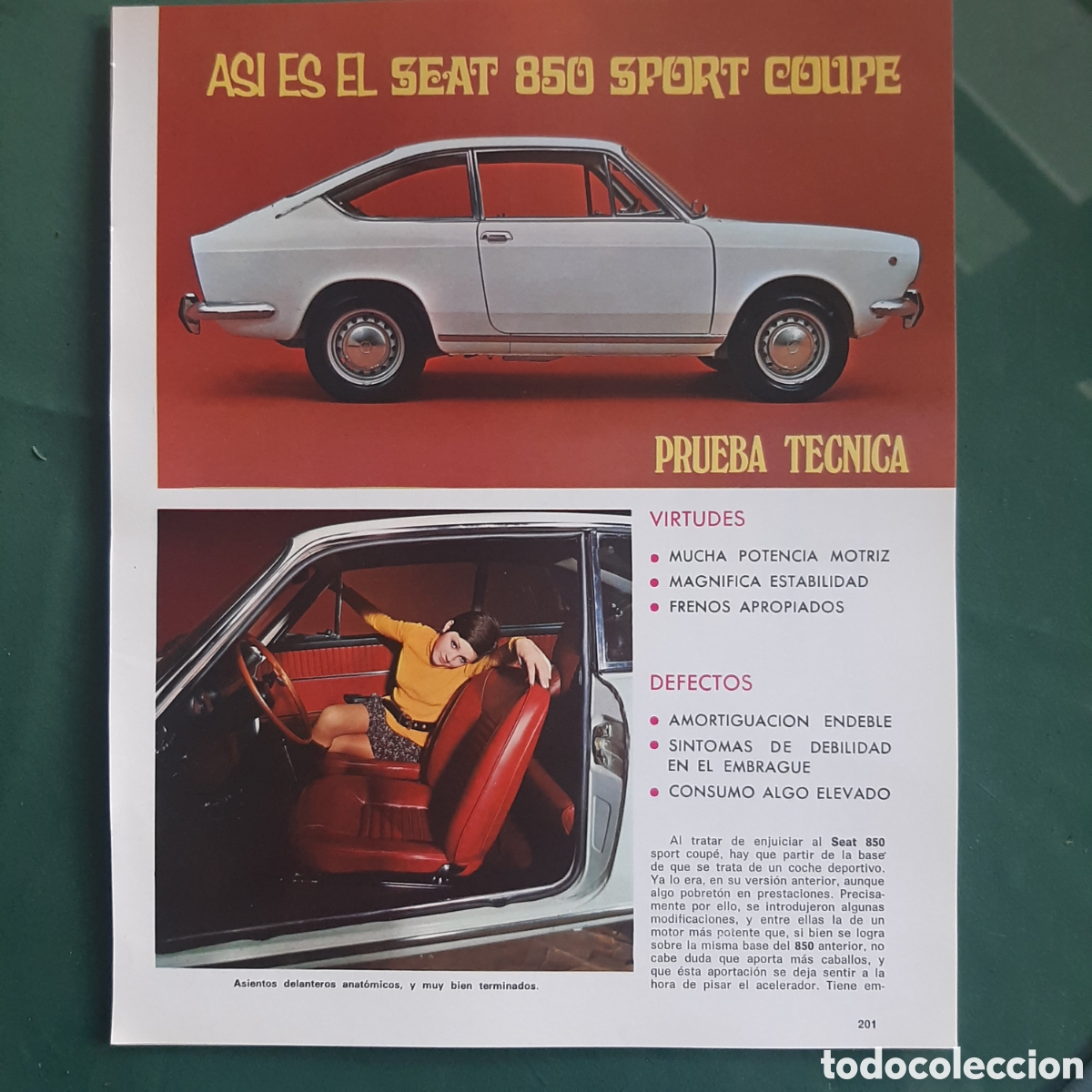 Paper Collecting Others: Reportaje automovil seat 850 sport coupe