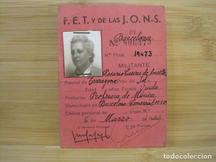 Sammelleidenschaft Andere Papierartikel: F.E.T. Y DE LAS J.O.N.S. BARCELONA-CARNET MILITANTE-A&Ntilde;O 1944-VER FOTOS-(99.398)