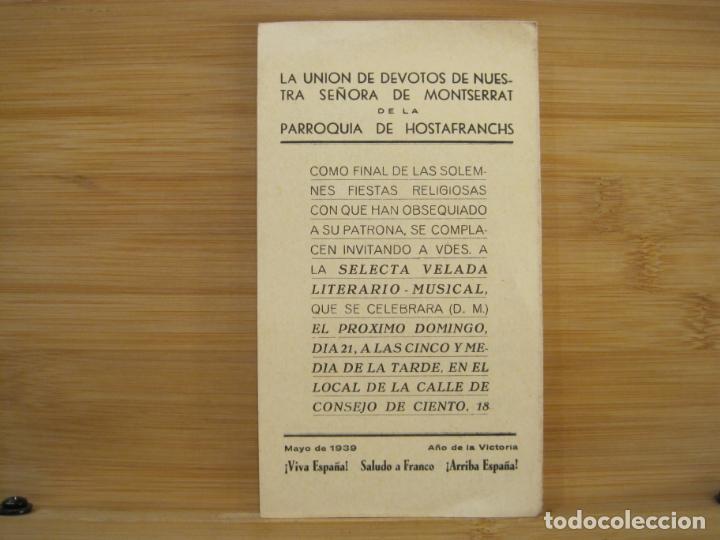Sammelleidenschaft Andere Papierartikel: PARROQUIA DE HOSTAFRANCHS-LA UNION DE DEVOTOS DE NTRA SRA DE MONTSERRAT-A&Ntilde;O 1939-VER FOTOS-(99.399)