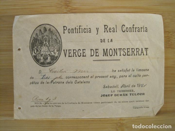 Sammelleidenschaft Andere Papierartikel: SABADELL-PONTIFICIA Y REAL CONFRARIA DE LA VERGE DE MONTSERRAT-ABRIL 1921-VER FOTOS-(K-8382)