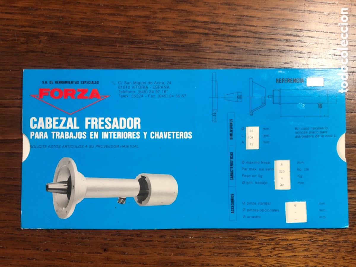 Otros art&iacute;culos de coleccionismo en papel: TABLA DE MEDIDAS CAT&Aacute;LOGO HERRAMIENTAS FORZA ( CABEZAL FRESADOR / MORDAZAS DE PRESI&Oacute;N)