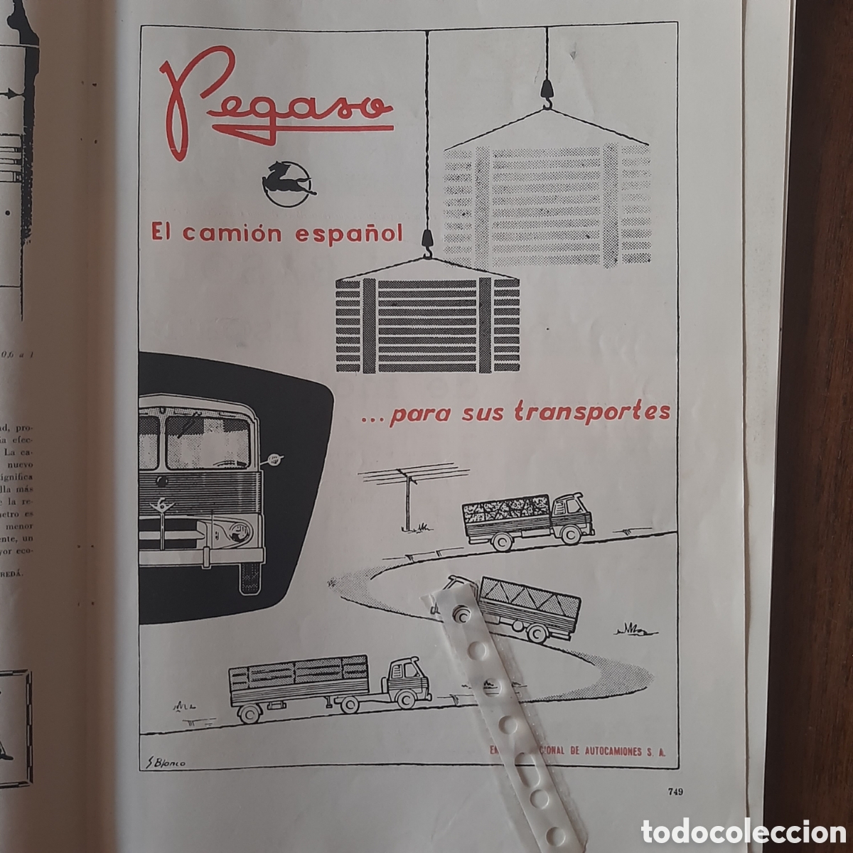 Otros art&iacute;culos de coleccionismo en papel: Publicidad camion pegaso barajas de 1961