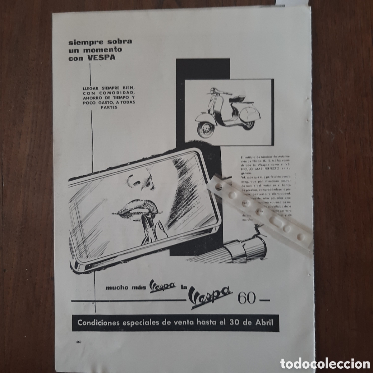 Paper Collecting Others: Publicidad moto vespa de 1961