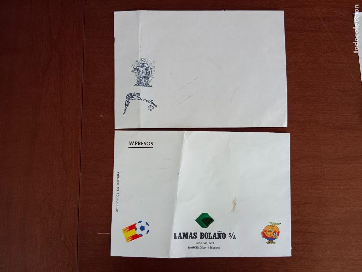 Otros Art&iacute;culos de Coleccionismo en Papel: 2 SOBRES DE LAMAS BOLA&Ntilde;O ( FILATELIA) DE ESPA&Ntilde;A MUNDIAL 82 Y BARCELONA OLIMPIADA 92 - NARANJITO