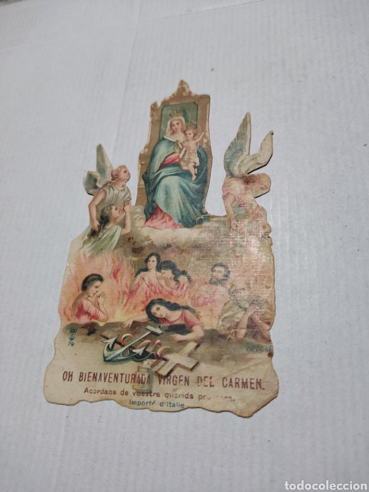 Otros Art&iacute;culos de Coleccionismo en Papel: Estampa religiosa antigua troquelada virgen del Carmen