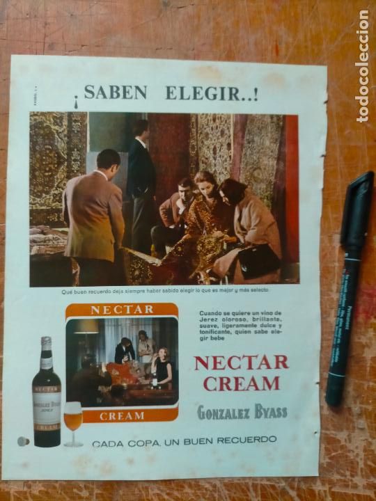 Sammelleidenschaft Andere Papierartikel: OFERTA POR LOTES, ANTIGUA HOJA PUBLICIDAD - NECTAR CREAM GONZALEZ BYASS