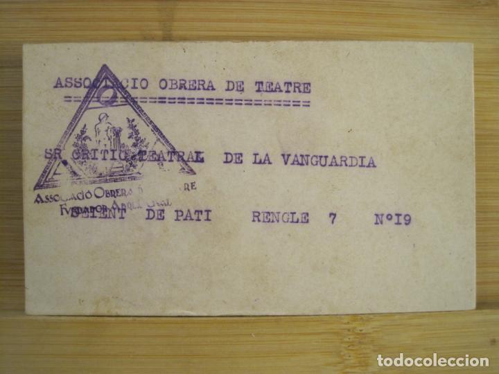 Otros Art&iacute;culos de Coleccionismo en Papel: ASSOCIACIO OBRERA DE TEATRE-CARNET ENTRADA DEL CRITICO DE LA VANGUARDIA-VER FOTOS-(99.936)