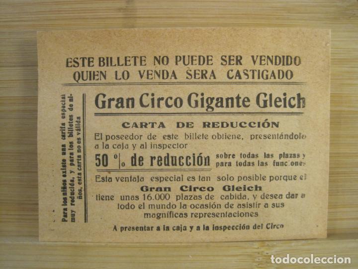 Otros Art&iacute;culos de Coleccionismo en Papel: GRAN CIRCO GIGANTE GLEICH-BILLETE CARTA DE REDUCCION DESCUENTO-VER FOTOS-(99.937)