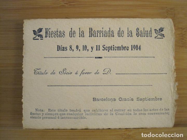 Sammelleidenschaft Andere Papierartikel: BARCELONA-FIESTAS DE LA BARRIADA DE LA SALUD-A&Ntilde;O 1904-TITULO DE SOCIO-GRACIA-VER FOTOS-(99.955)