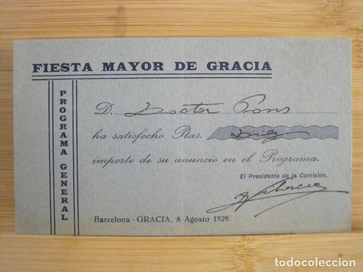 Sammelleidenschaft Andere Papierartikel: BARCELONA-GRACIA-FESTA MAJOR-AGOST 1929-REBUT PROGRAMA GENERAL-VER FOTOS-(99.957)