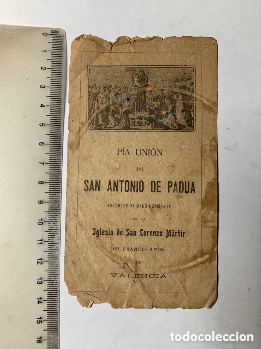 Otros Art&iacute;culos de Coleccionismo en Papel: P&Iacute;A UNI&Oacute;N DE SAN ANTONIO DE PADUA. IGLESIA DE SAN LORENZO M&Aacute;RTIR. VALENCIA.