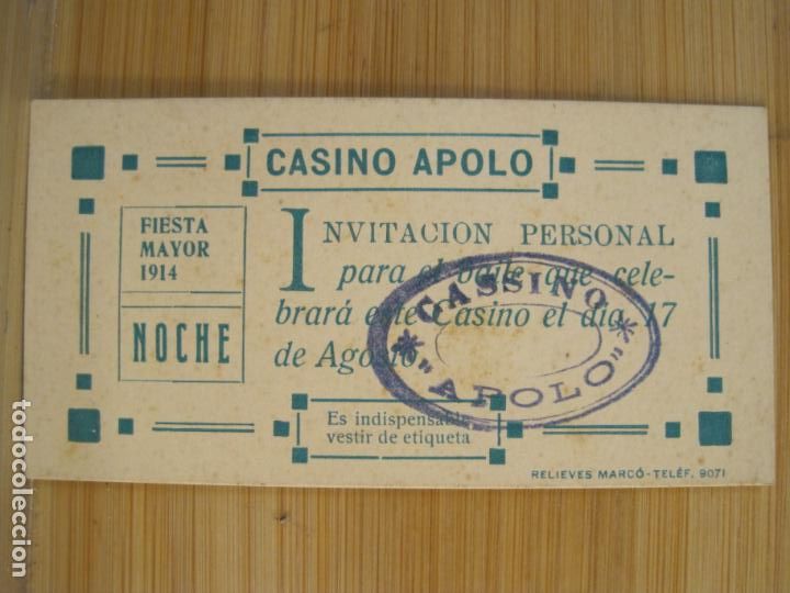 Sammelleidenschaft Andere Papierartikel: BARCELONA-CASINO APOLO-FIESTA MAYOR 1914-INVITACION BAILE-VER FOTOS-(99.985)