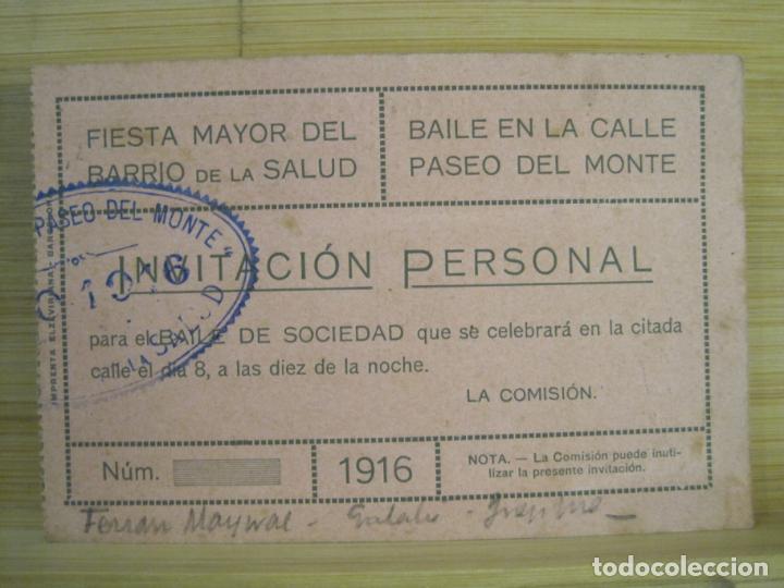 Otros Art&iacute;culos de Coleccionismo en Papel: BARCELONA-FIESTA MAYOR BARRIO DE LA SALUD-BAILE EN LA CALLE-INVITACION-A&Ntilde;O 1916-VER FOTOS-(99.991)