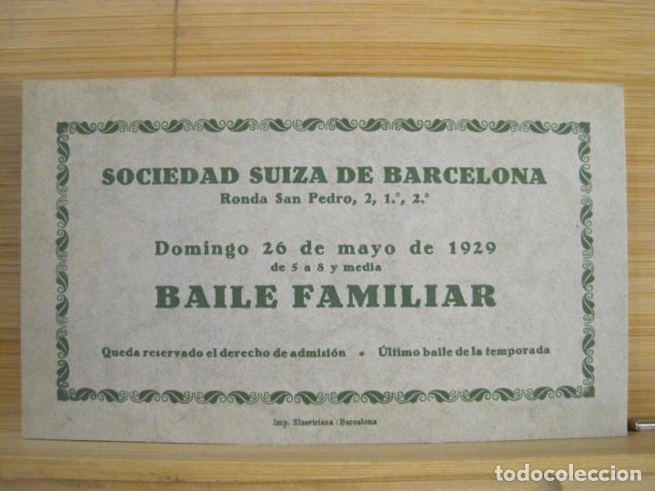 Otros Art&iacute;culos de Coleccionismo en Papel: BARCELONA-SOCIEDAD SUIZA DE BARCELONA-BAILE FAMILIAR-A&Ntilde;O 1929-INVITACION-VER FOTOS-(99.995)