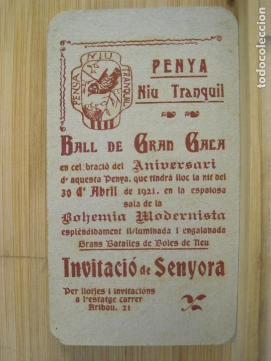 Otros Art&iacute;culos de Coleccionismo en Papel: BARCELONA-PENYA NIU TRANQUIL-BALL DE GRAN GALA-INVITACIO SENYORA-ANY 1921-VER FOTOS-(99.996)