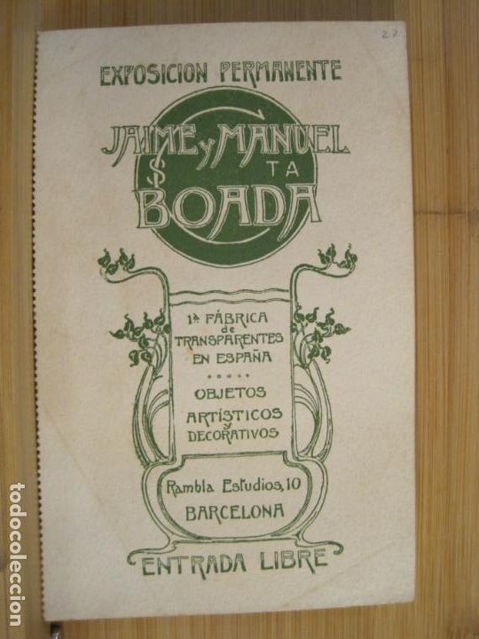 Otros Art&iacute;culos de Coleccionismo en Papel: BARCELONA-JAIME Y MANUEL BOADA-EXPOSICION PERMANENTE-ENTRADA LIBRE-PUBLICIDAD-VER FOTOS-(100.000)
