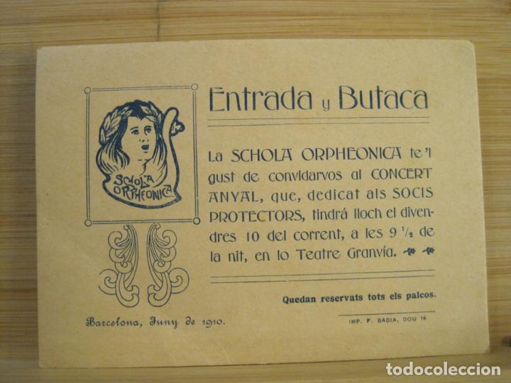 Otros Art&iacute;culos de Coleccionismo en Papel: BARCELONA-SCHOLA ORPHEONICA-CONCERT ANYAL-TEATRE GRANVIA-JUNY 1910-VER FOTOS-(100.002)