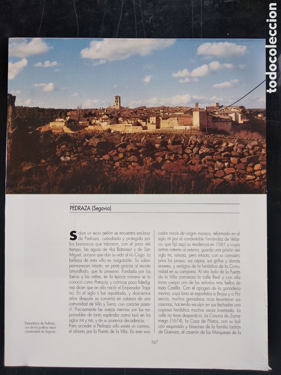 Otros Art&iacute;culos de Coleccionismo en Papel: Pedraza , Riaza y la Granja de San Ildefonso , Segovia , precioso recorte de Libro de ocho paginas